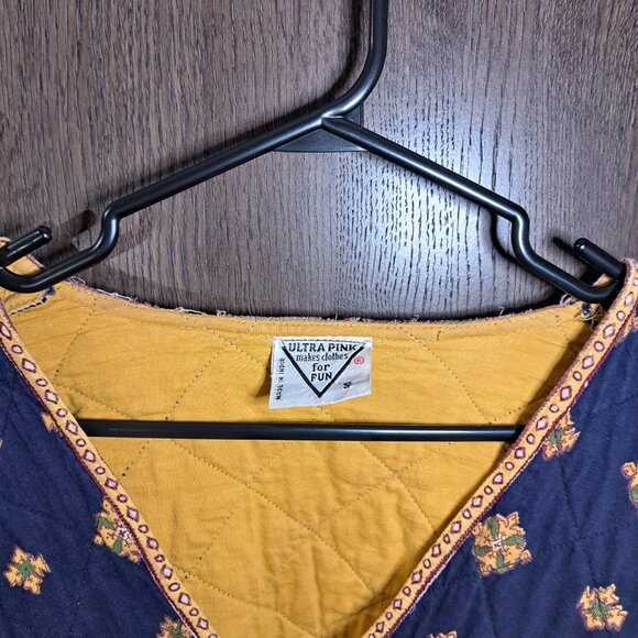 Ultra Pink Make Clothes For Fun retro blue & gold unique vest cardigan - Picture 3 of 5